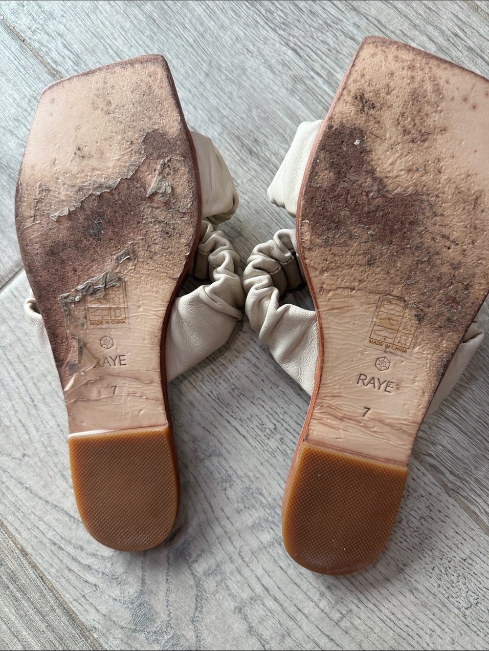RAYE Neutral Ruched Cross-Strap Slide Sandals - Picture 3 of 6